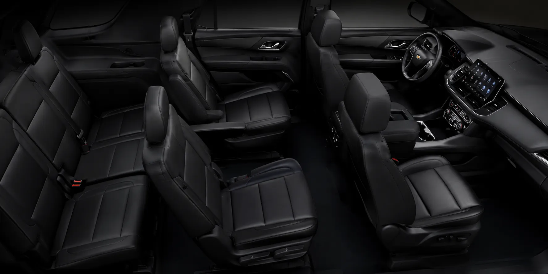 Luxury SUV black leather interior cabin